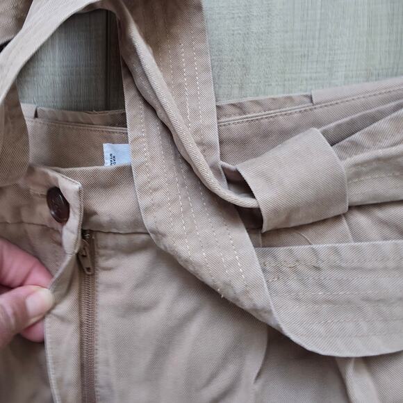 MNG Bermuda Paperbag Tie Waist Khaki Brown Chino Shorts Women Sz Small - Picture 5 of 10